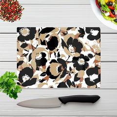 Modern Flower Pattern Glass Chopping Board