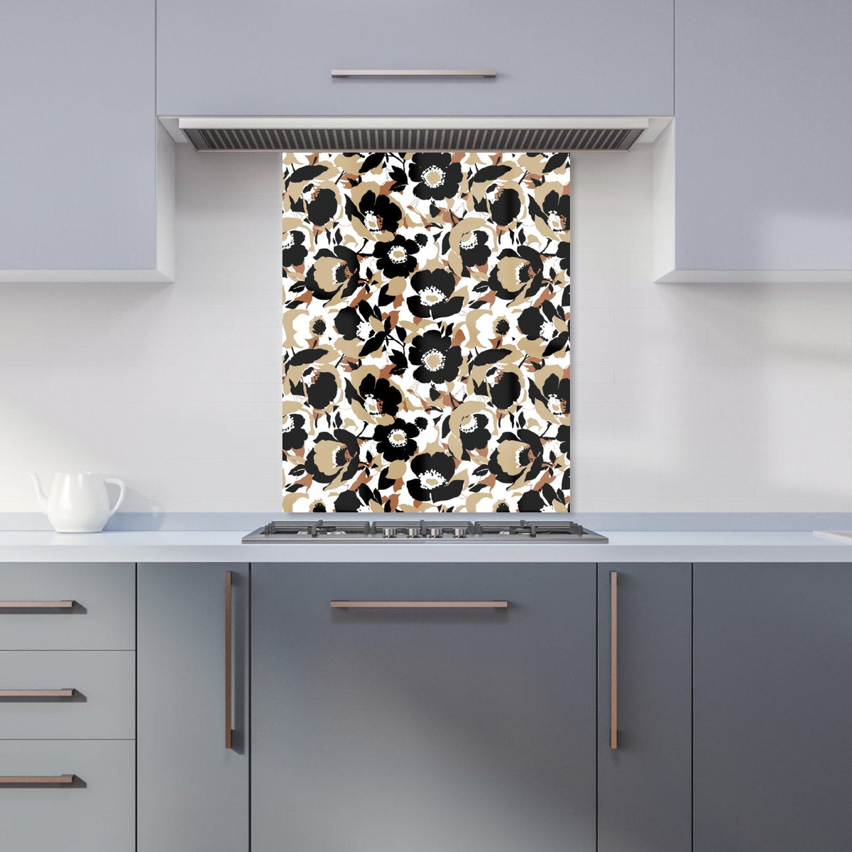 Modern Flower Pattern Kitchen Splashback