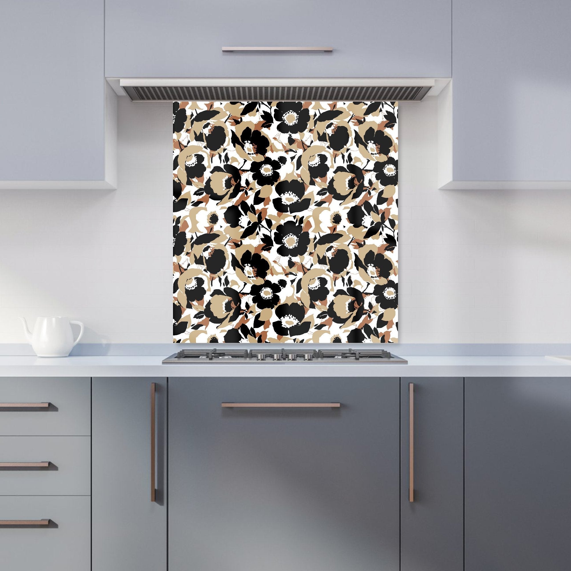 Modern Flower Pattern Kitchen Splashback