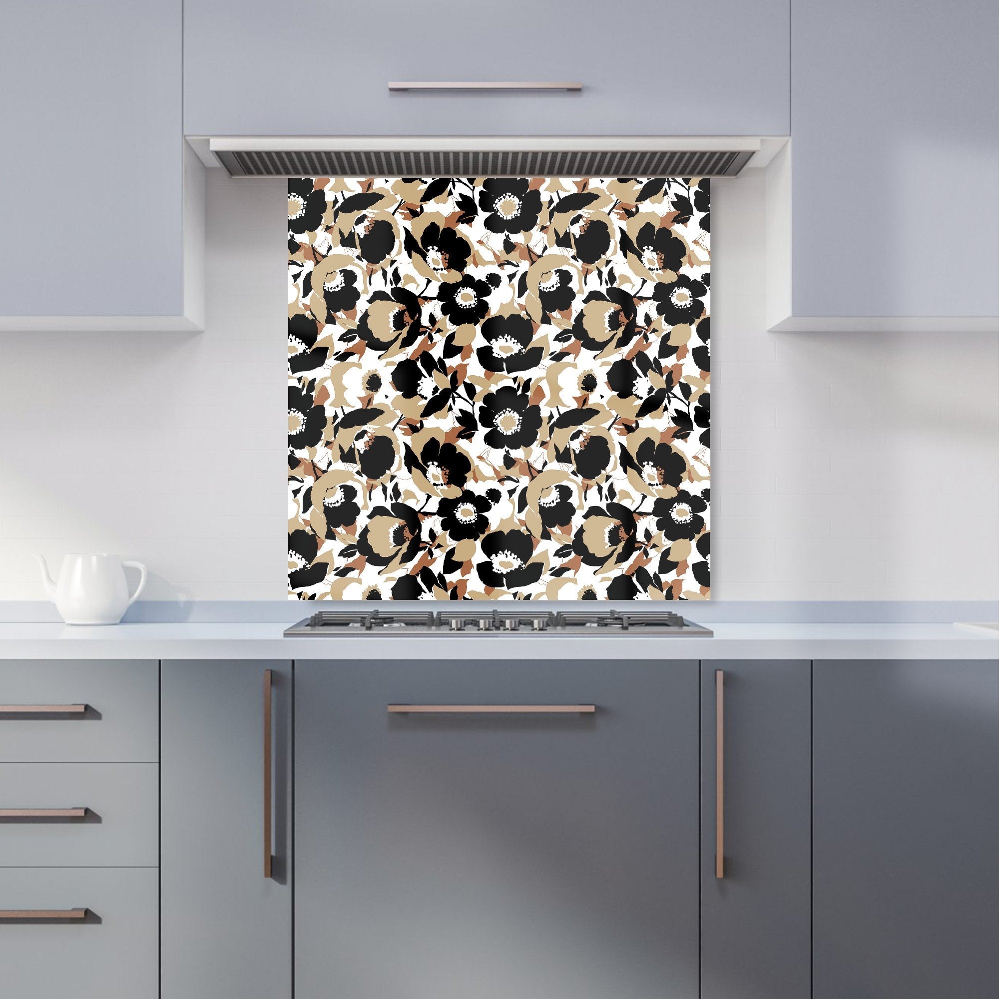 Modern Flower Pattern Kitchen Splashback