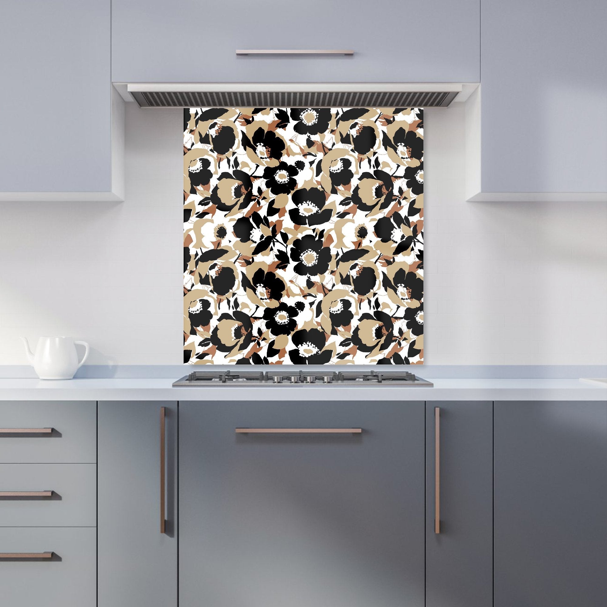 Modern Flower Pattern Kitchen Splashback