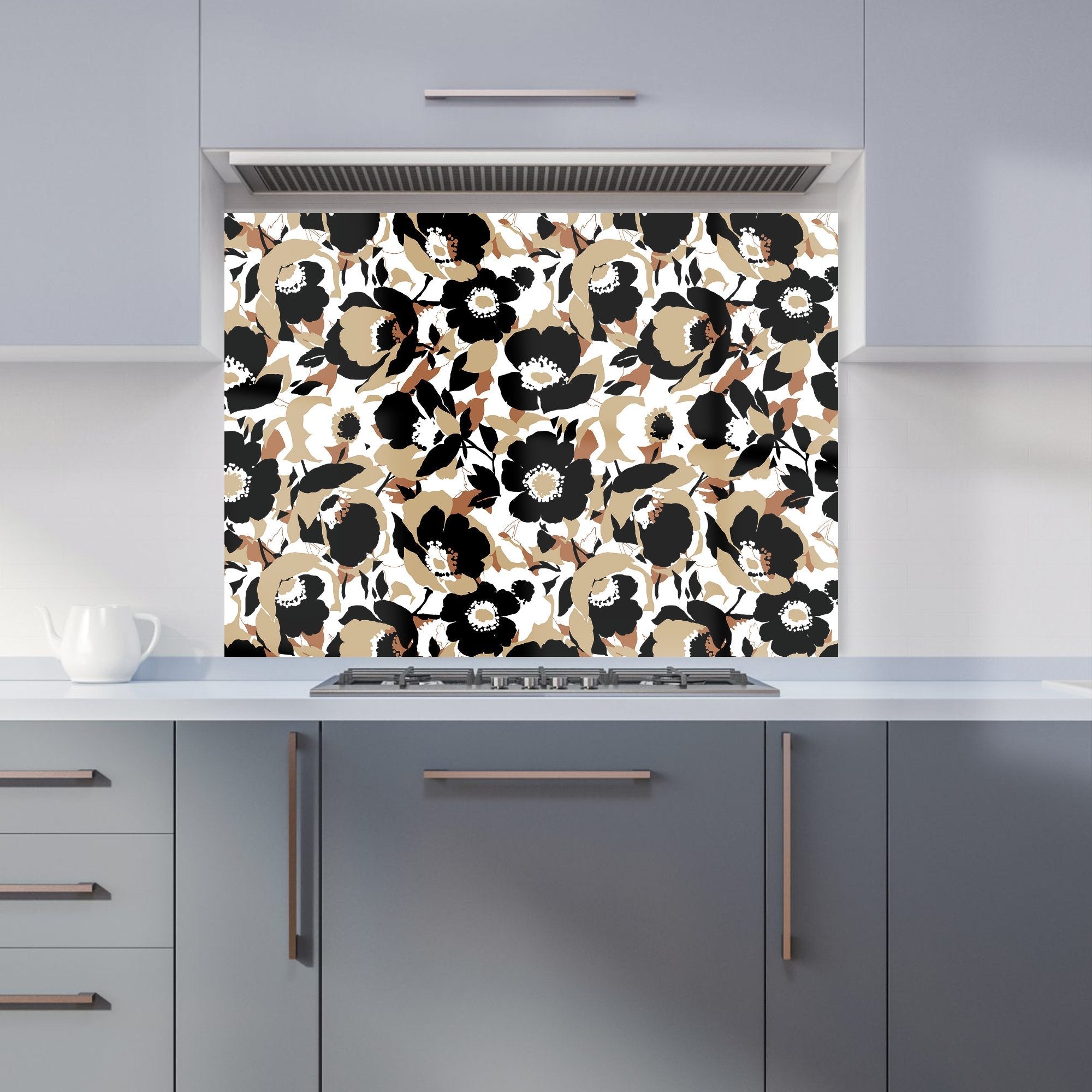 Modern Flower Pattern Kitchen Splashback