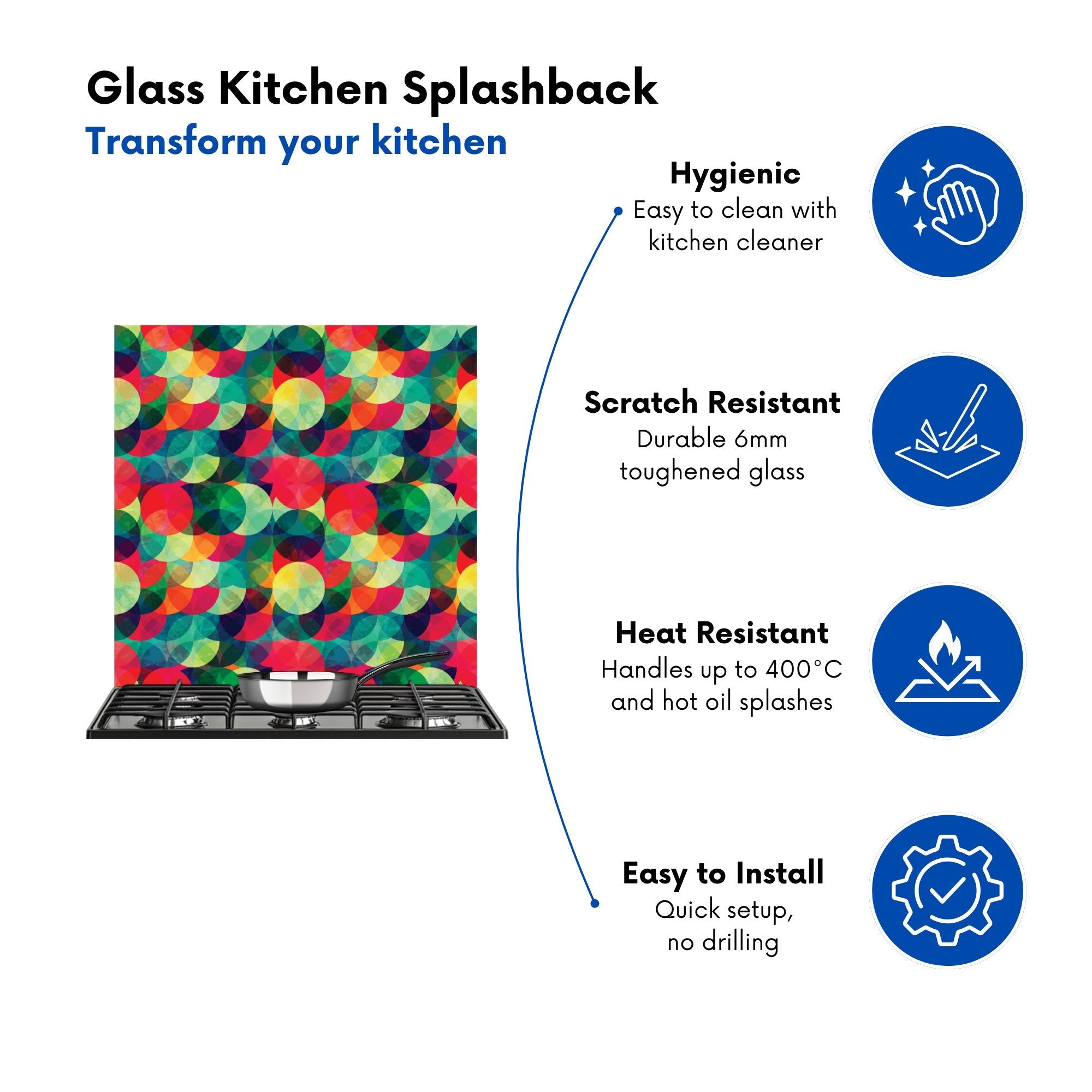 Colourful Grunge Circle Pattern Kitchen Splashback