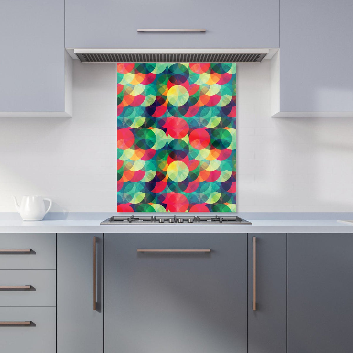 Colourful Grunge Circle Pattern Kitchen Splashback