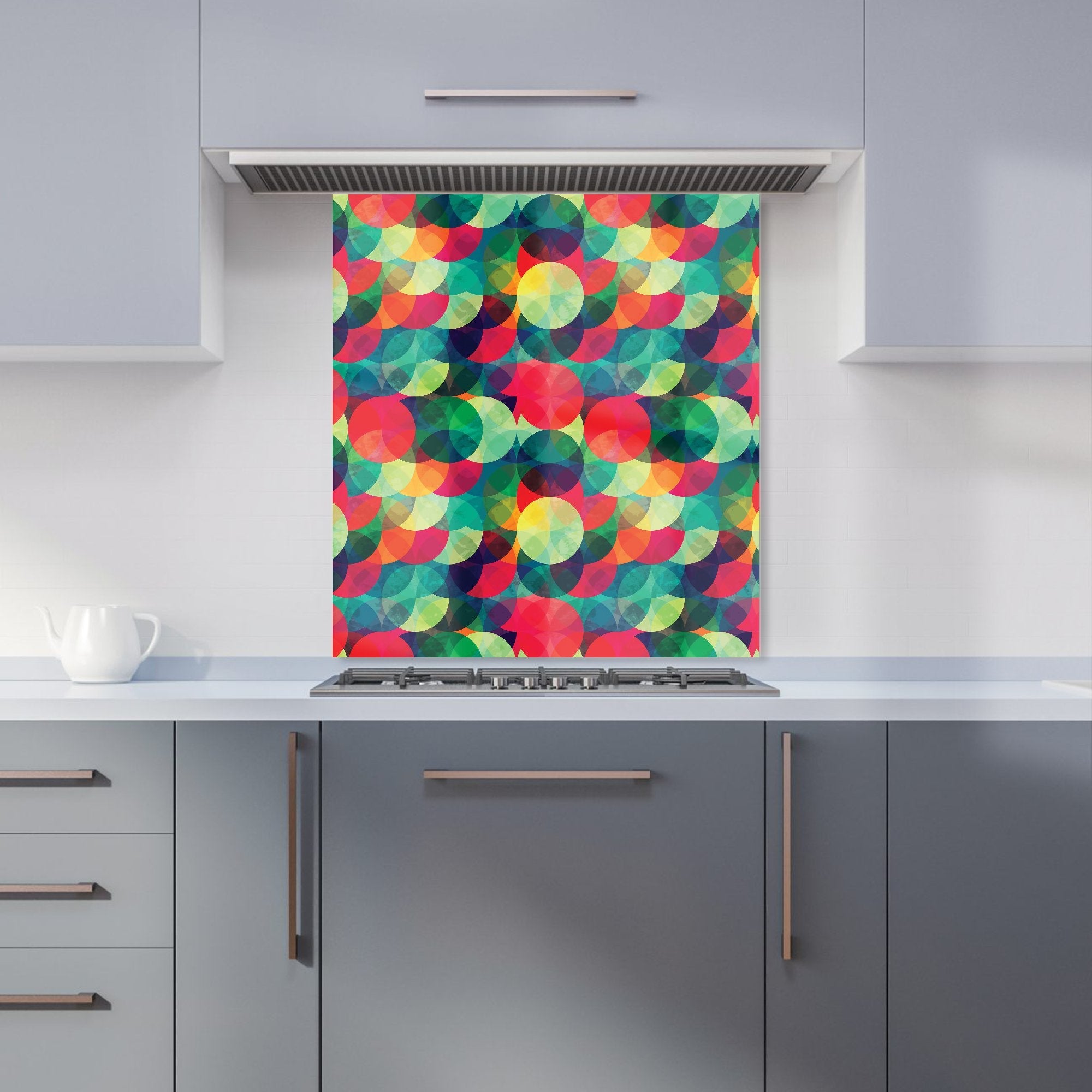 Colourful Grunge Circle Pattern Kitchen Splashback
