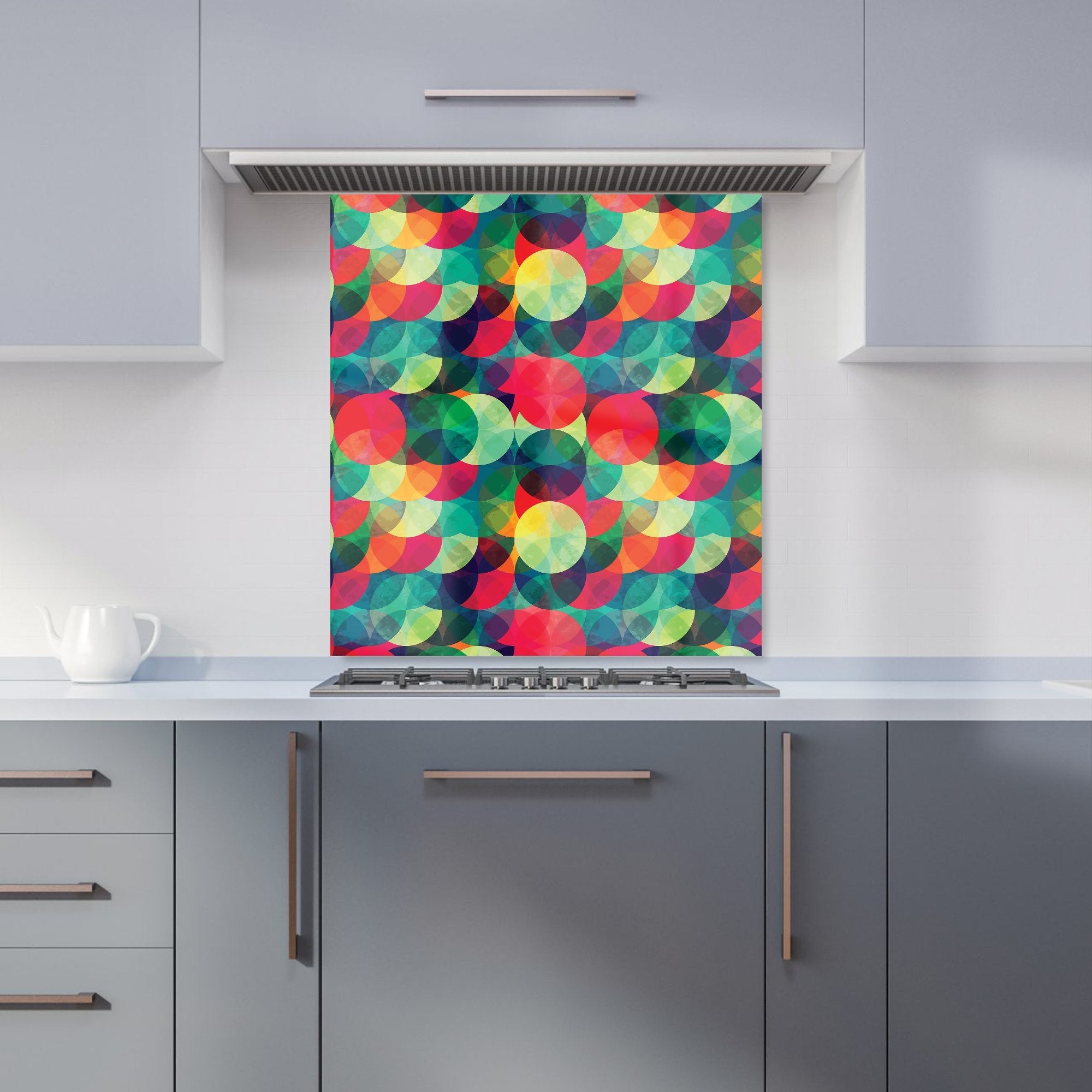 Colourful Grunge Circle Pattern Kitchen Splashback