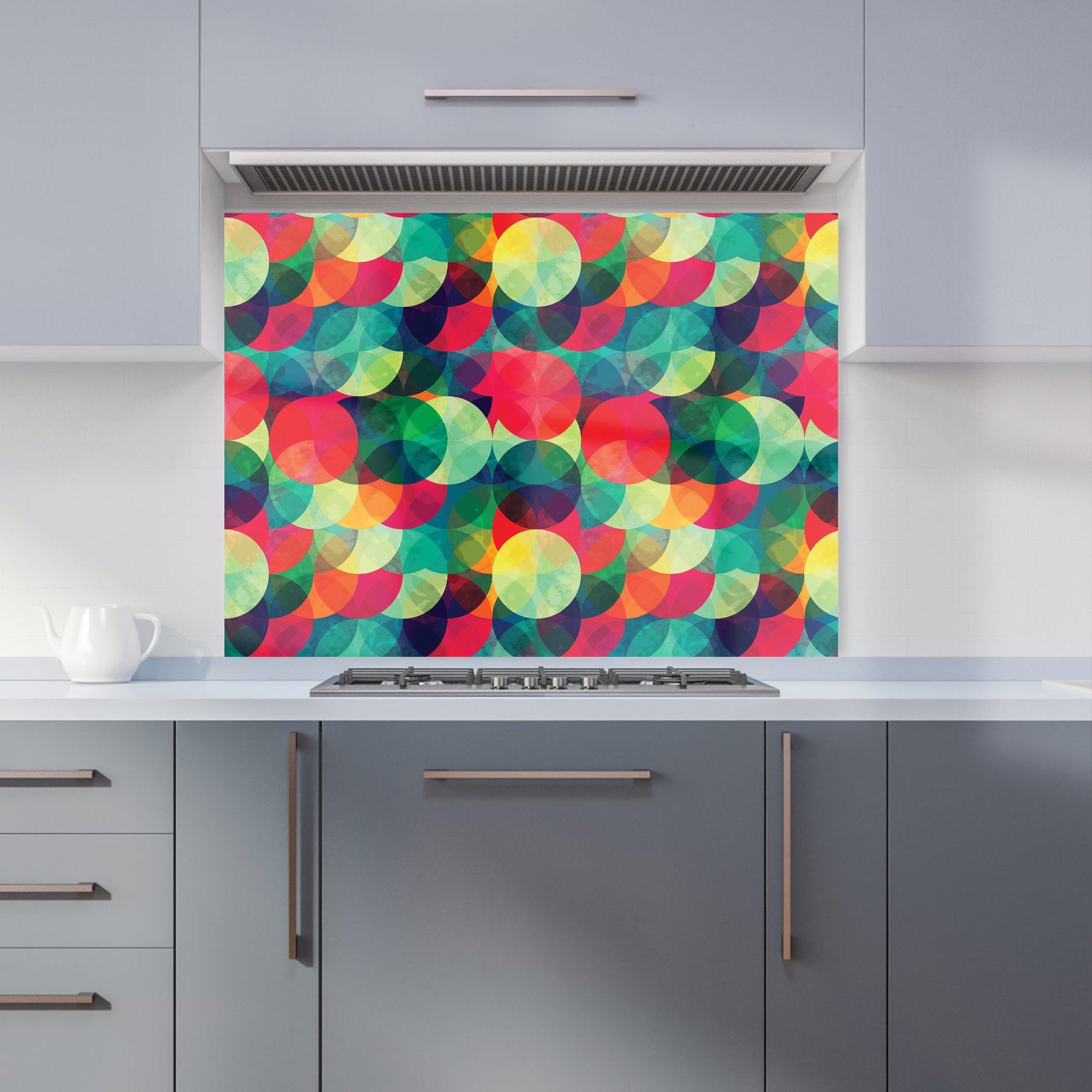 Colourful Grunge Circle Pattern Kitchen Splashback
