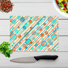 Retro Stripes And Circles Glass Chopping Board
