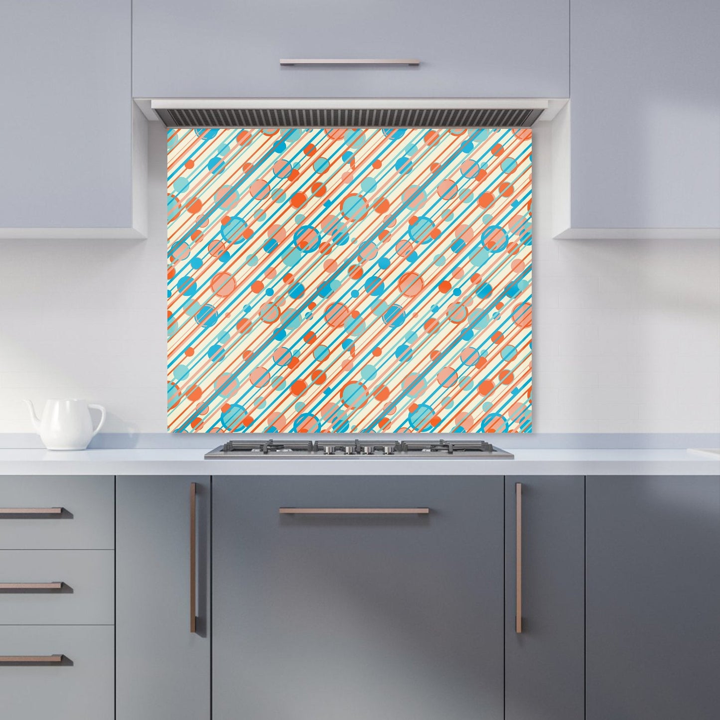 Retro Stripes And Circles Kitchen Splashback