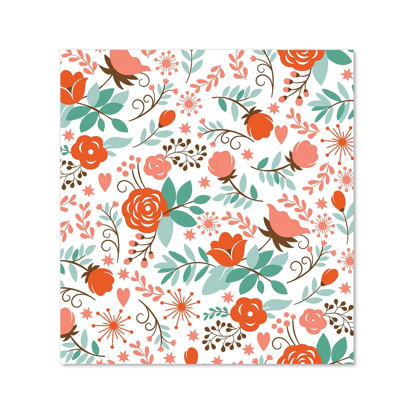 Orange Floral Pattern Kitchen Splashback