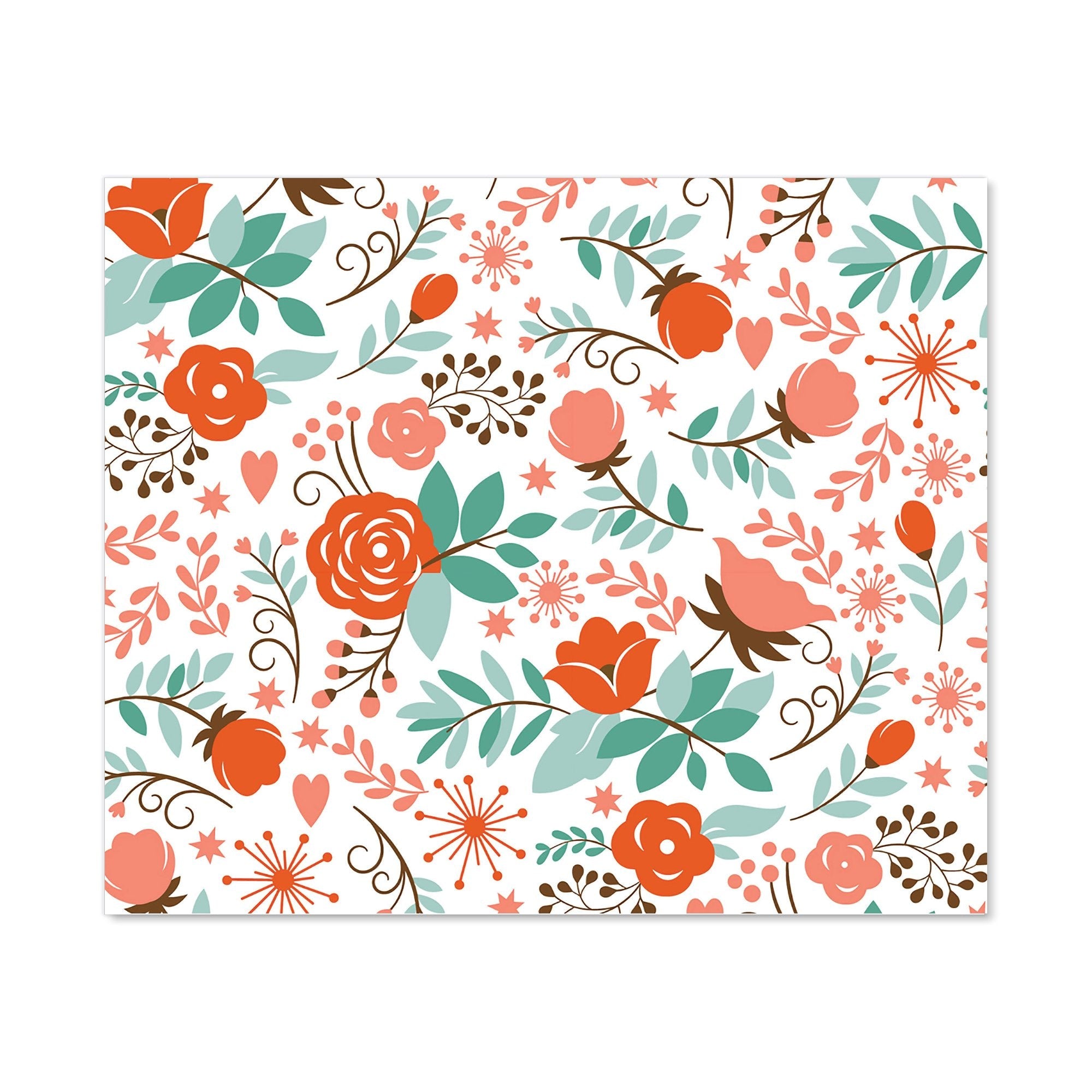 Orange Floral Pattern Kitchen Splashback