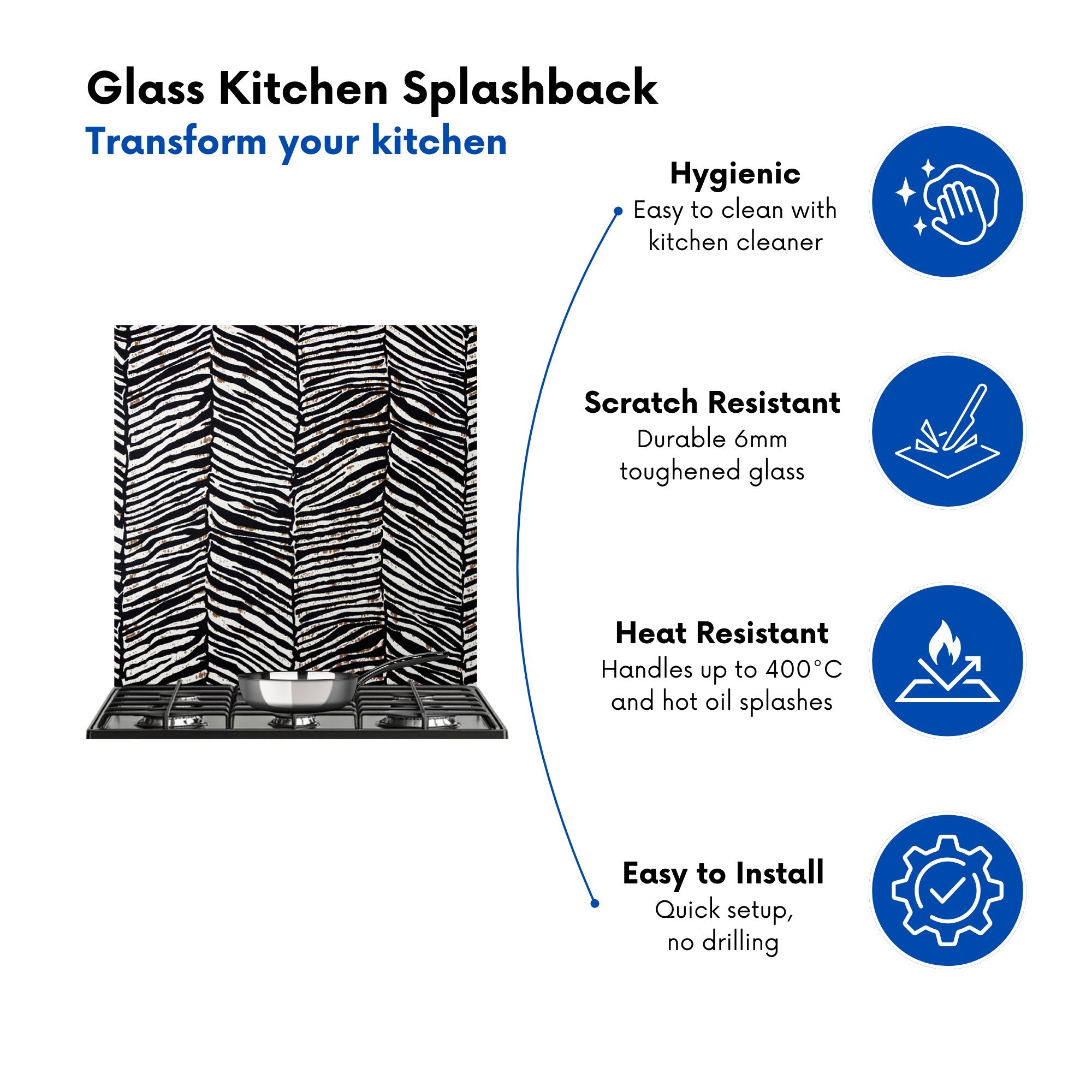 Zebra Pattern Kitchen Splashback
