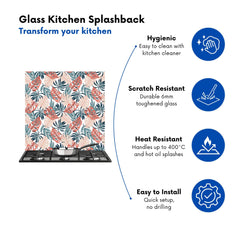 Tropical Leaf Pattern Kitchen Splashback