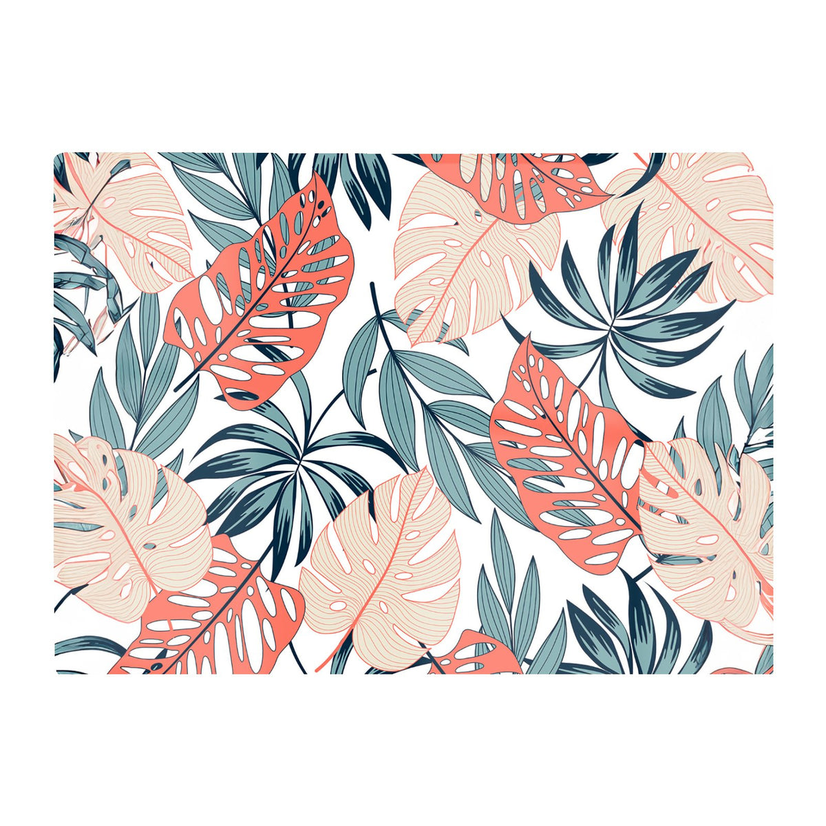 Tropical Leaf Pattern Glass Chopping Board