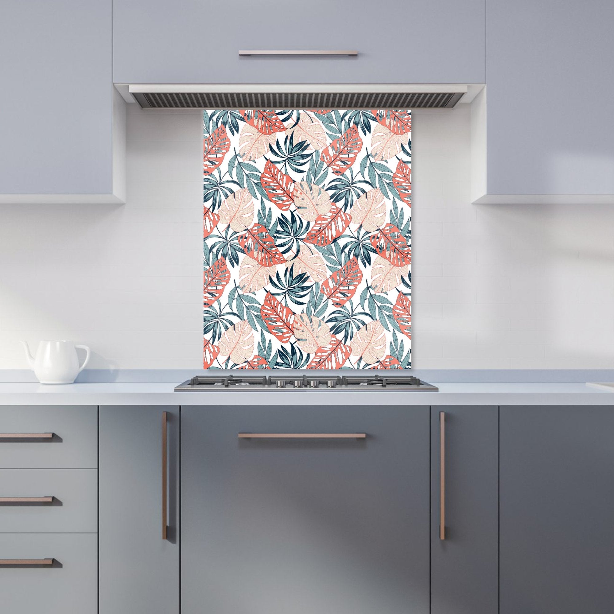 Tropical Leaf Pattern Kitchen Splashback