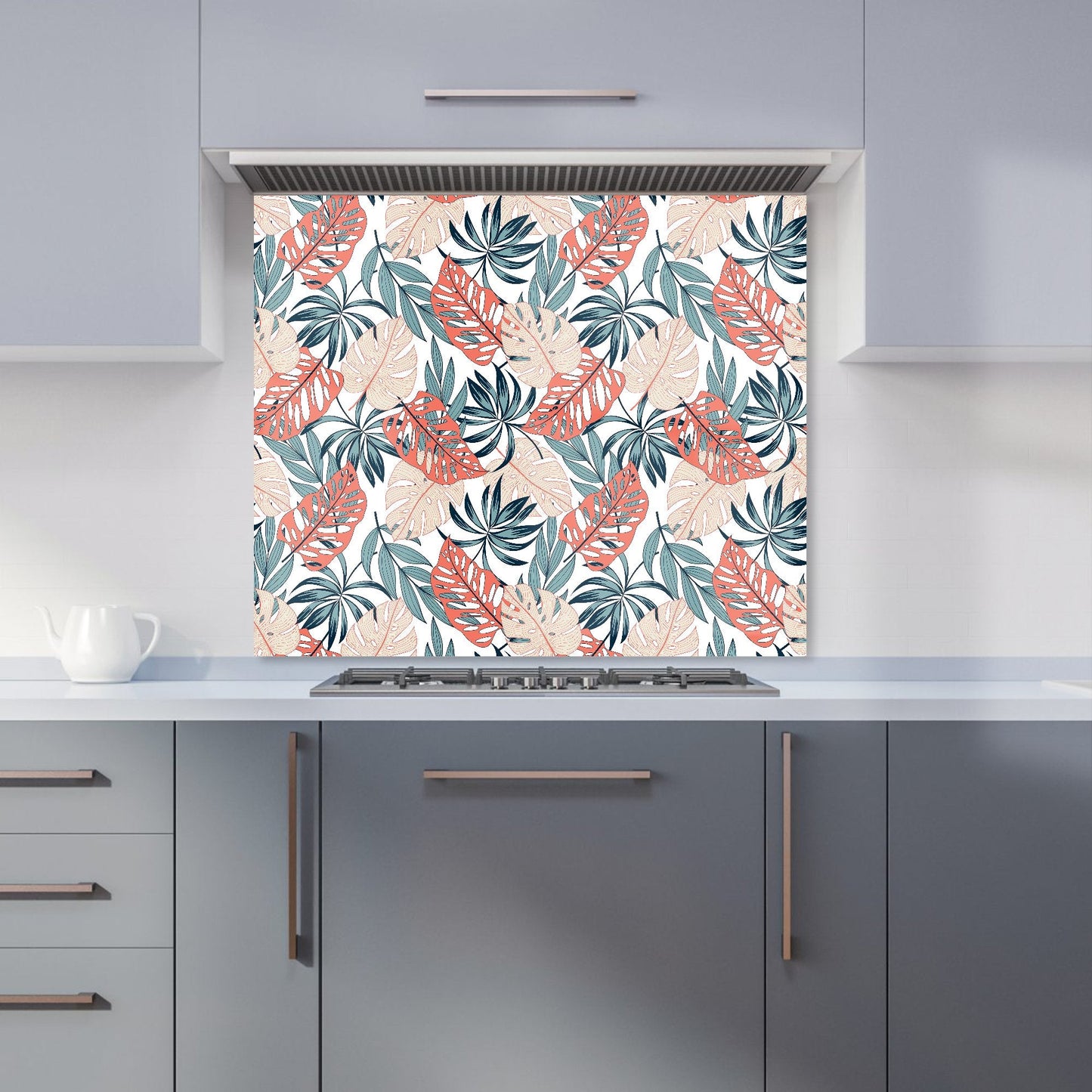 Tropical Leaf Pattern Kitchen Splashback