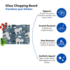 Sleeping Sloth Pattern Glass Chopping Board