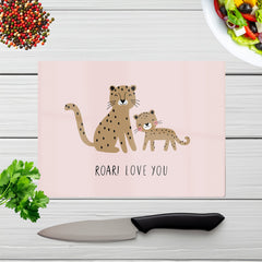 Roar Love You Glass Chopping Board