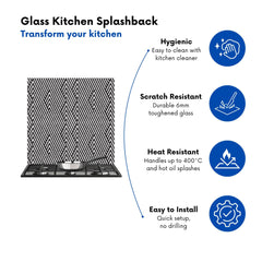 Oblique Black Grunge Pattern Kitchen Splashback