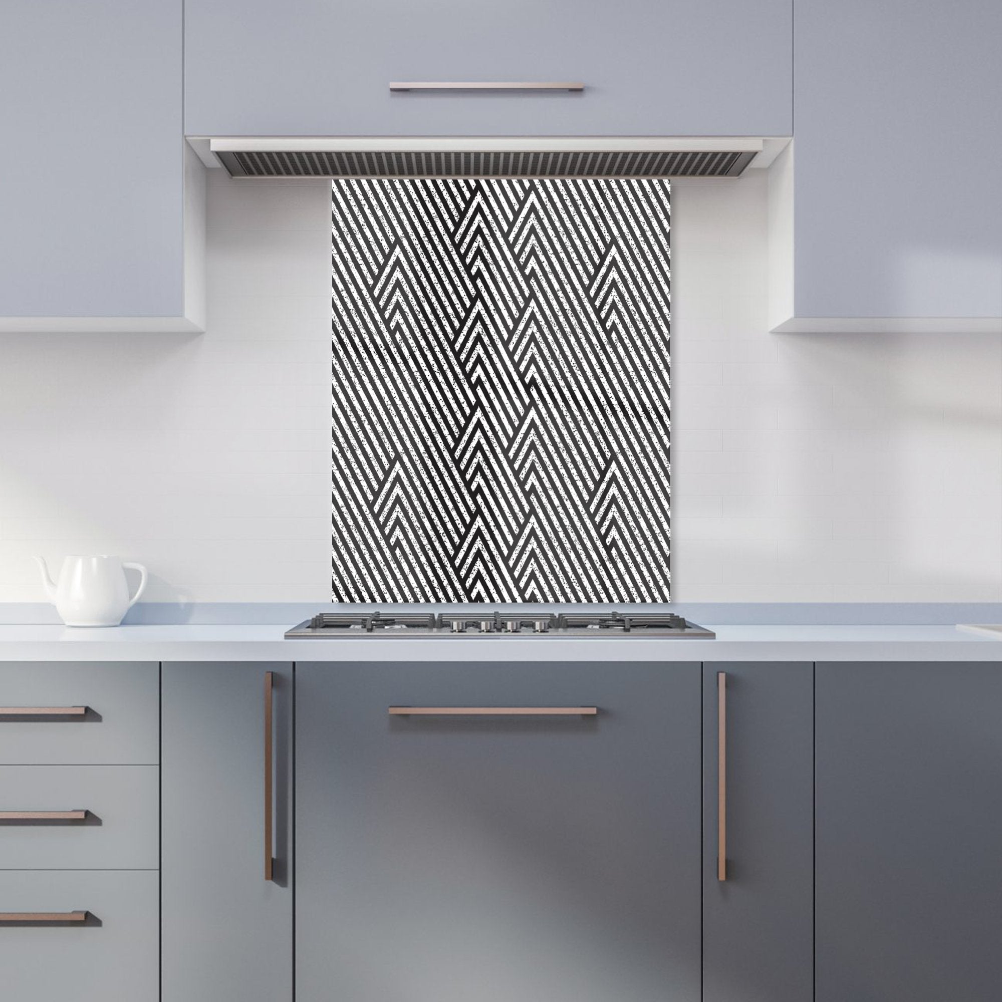 Oblique Black Grunge Pattern Kitchen Splashback