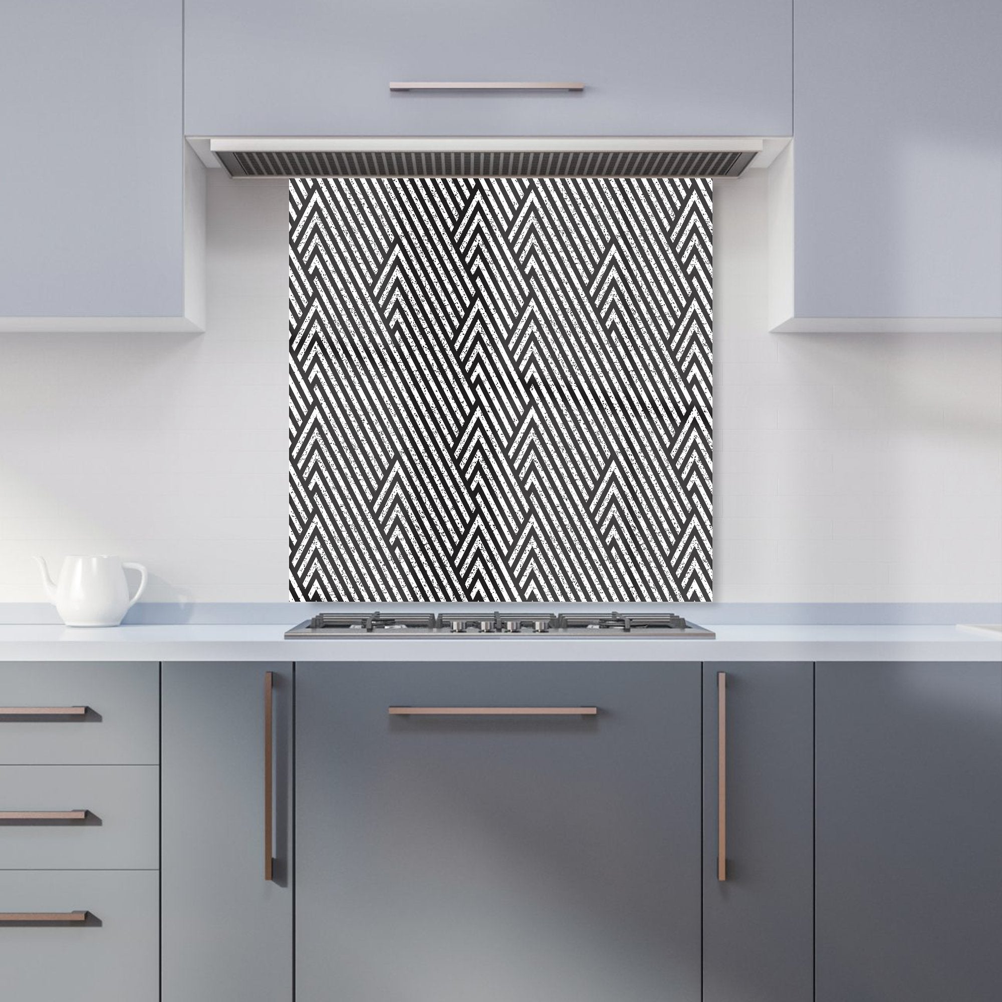 Oblique Black Grunge Pattern Kitchen Splashback