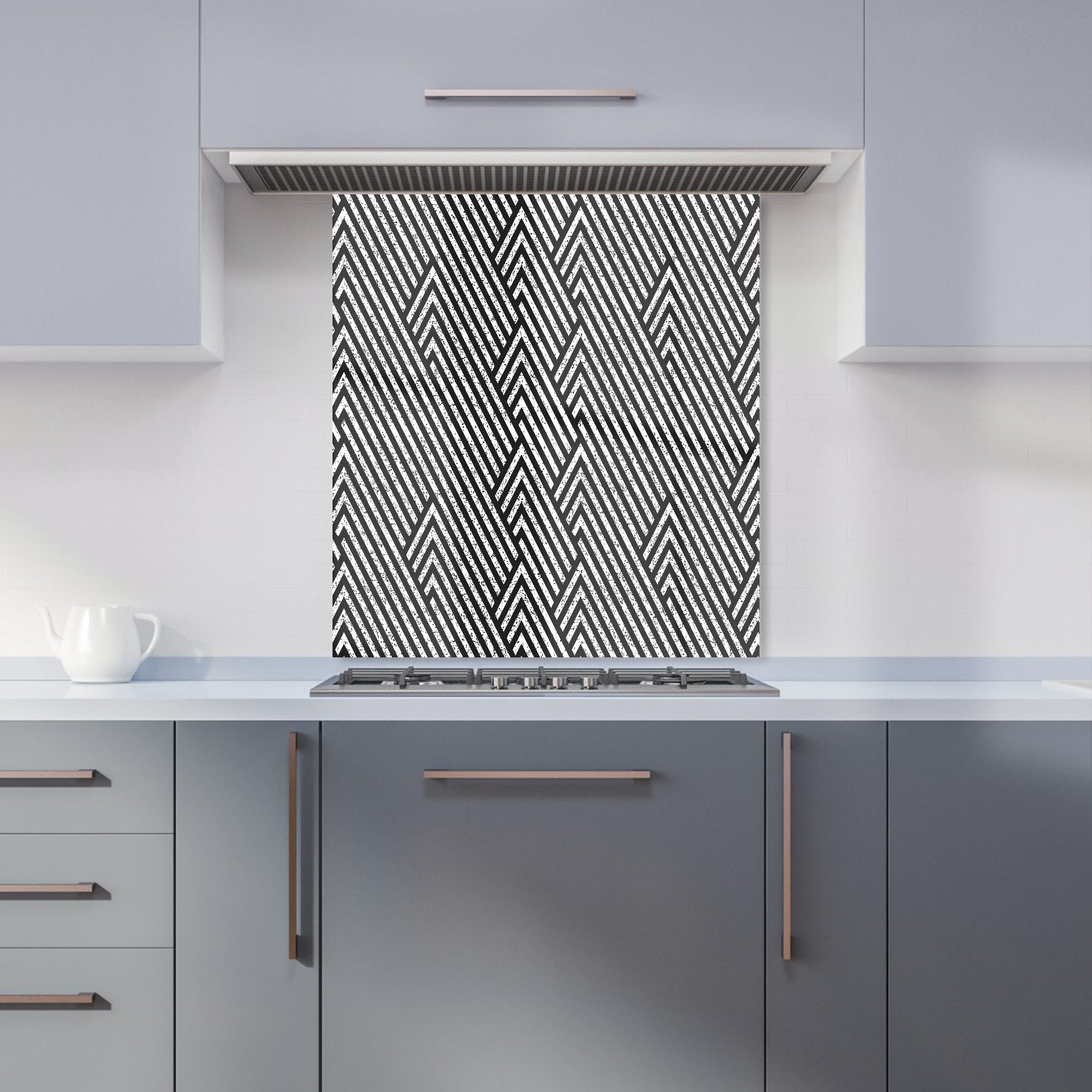 Oblique Black Grunge Pattern Kitchen Splashback