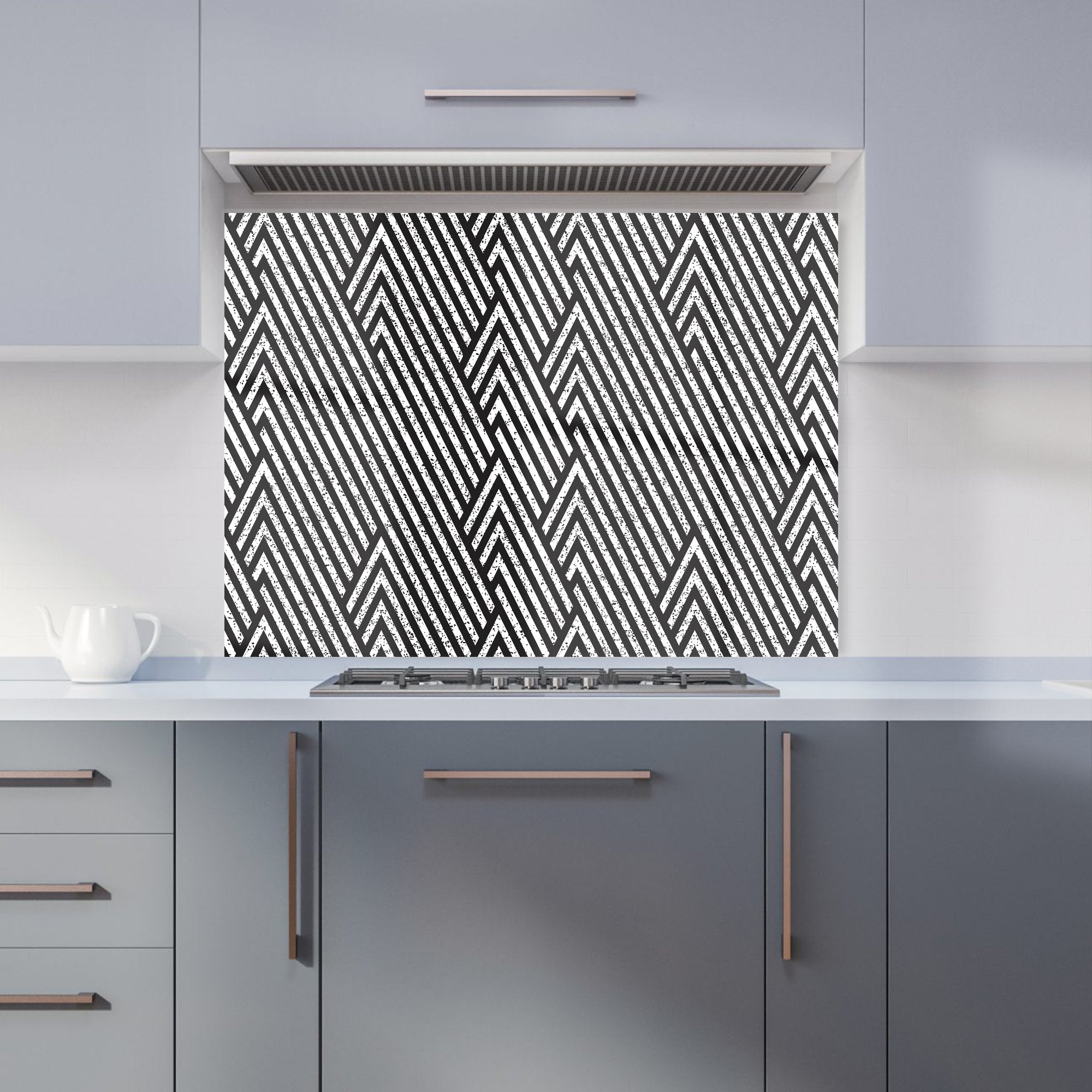 Oblique Black Grunge Pattern Kitchen Splashback