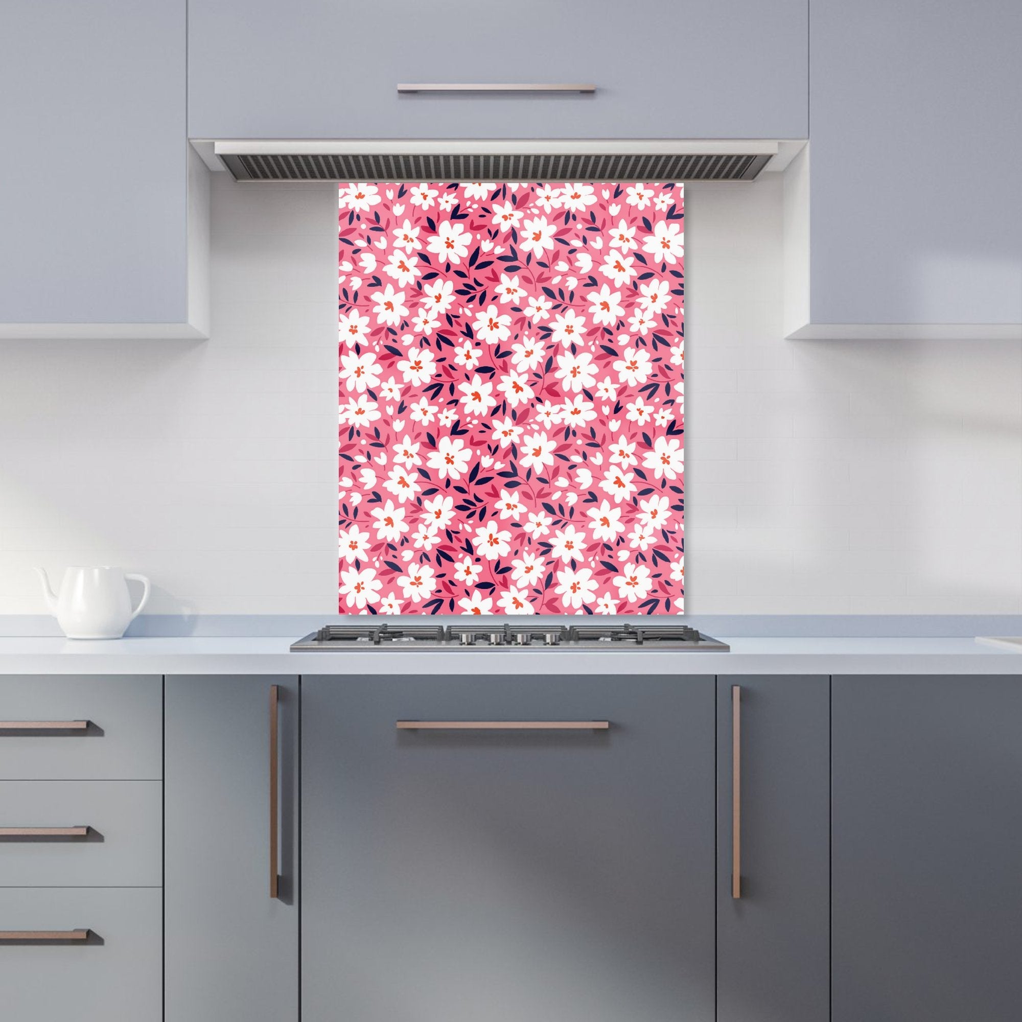 Small Cute White Flower Pattern Kitchen Splashback