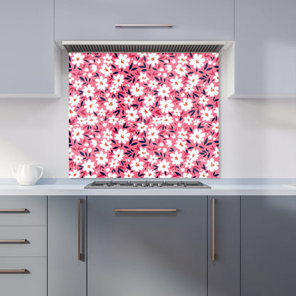 Small Cute White Flower Pattern Kitchen Splashback