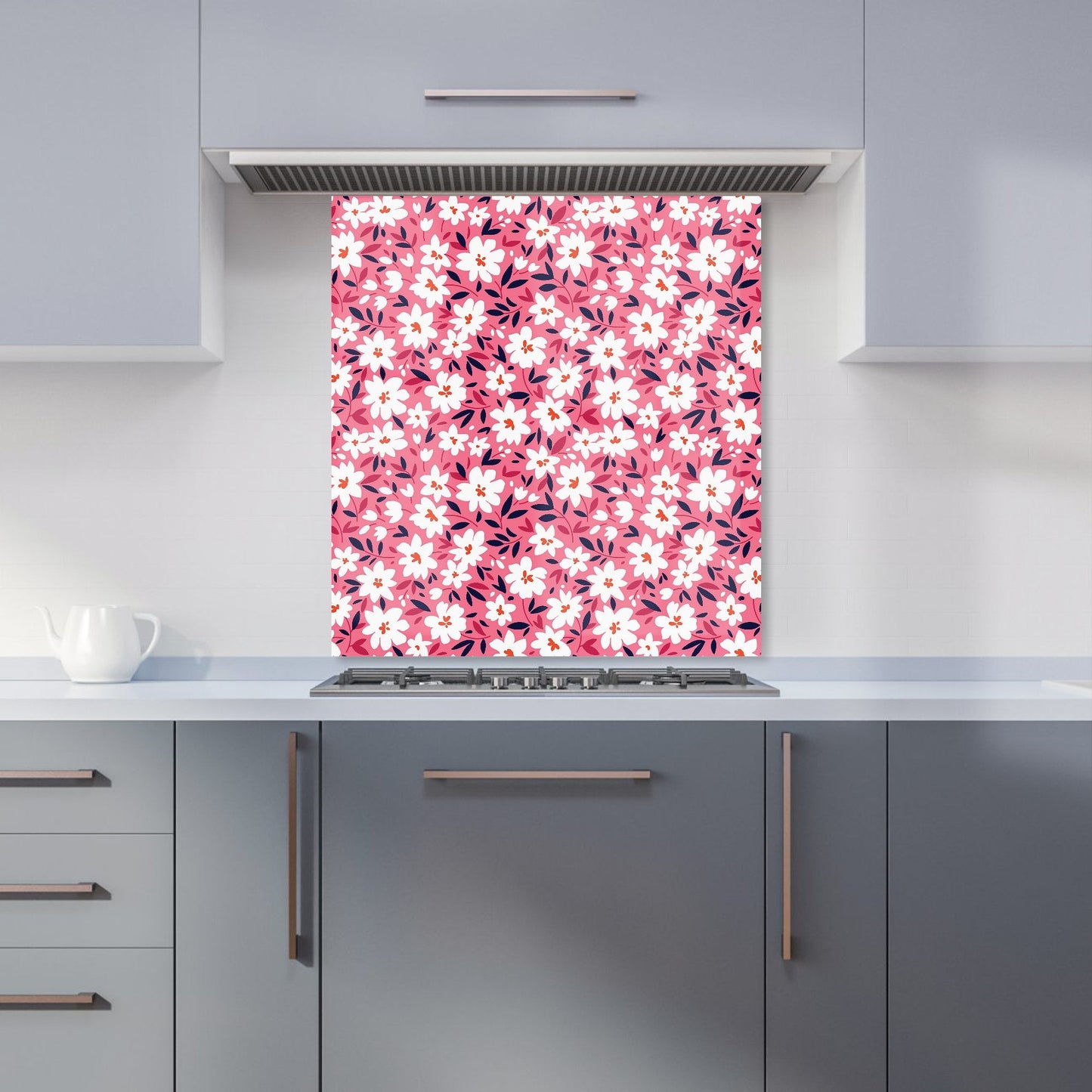 Small Cute White Flower Pattern Kitchen Splashback