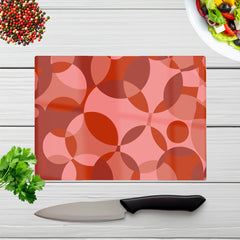 Red Circle Pattern Glass Chopping Board