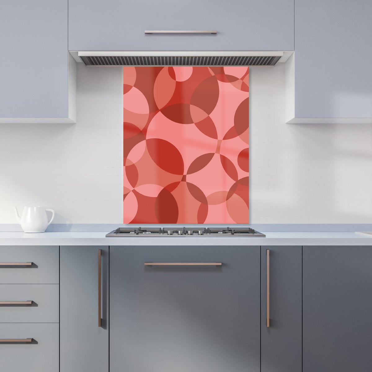 Red Circle Pattern Kitchen Splashback