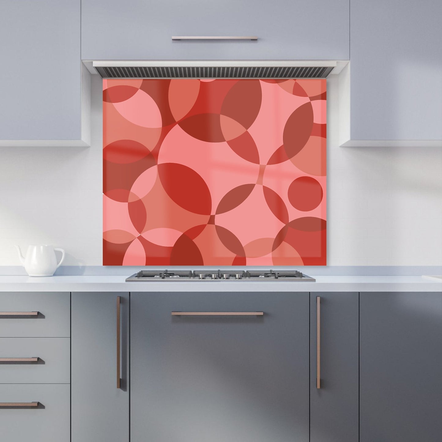 Red Circle Pattern Kitchen Splashback