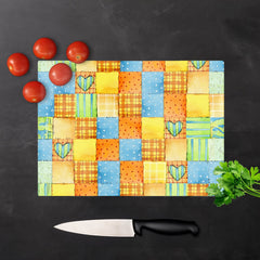 Baby Watercolour Blanket Pattern Glass Chopping Board