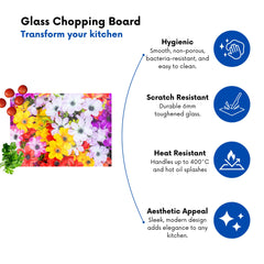 Spring Flowers Glass Chopping Board