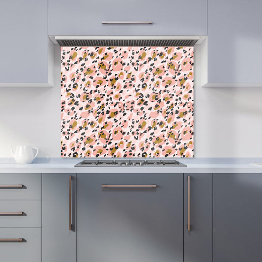 Hand Drawn Pink Leopard Print Kitchen Splashback