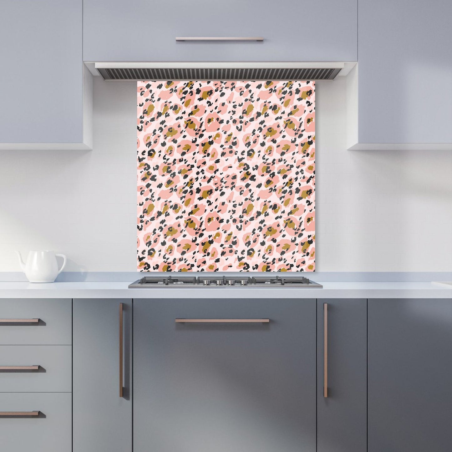 Hand Drawn Pink Leopard Print Kitchen Splashback