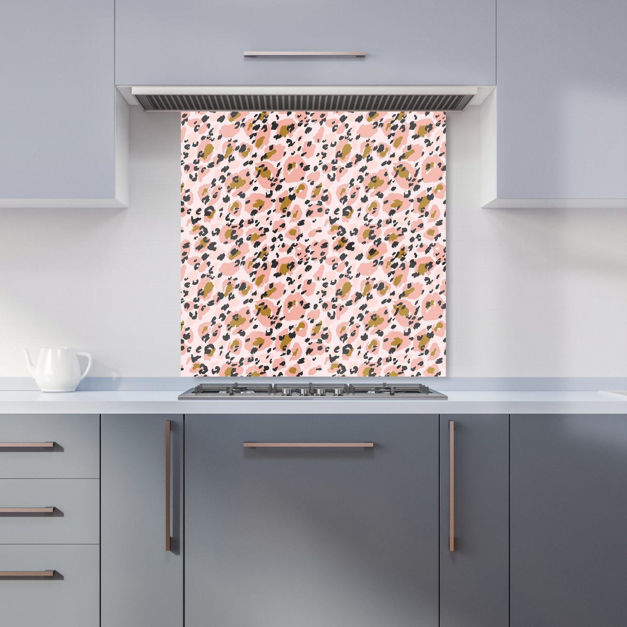 Hand Drawn Pink Leopard Print Kitchen Splashback