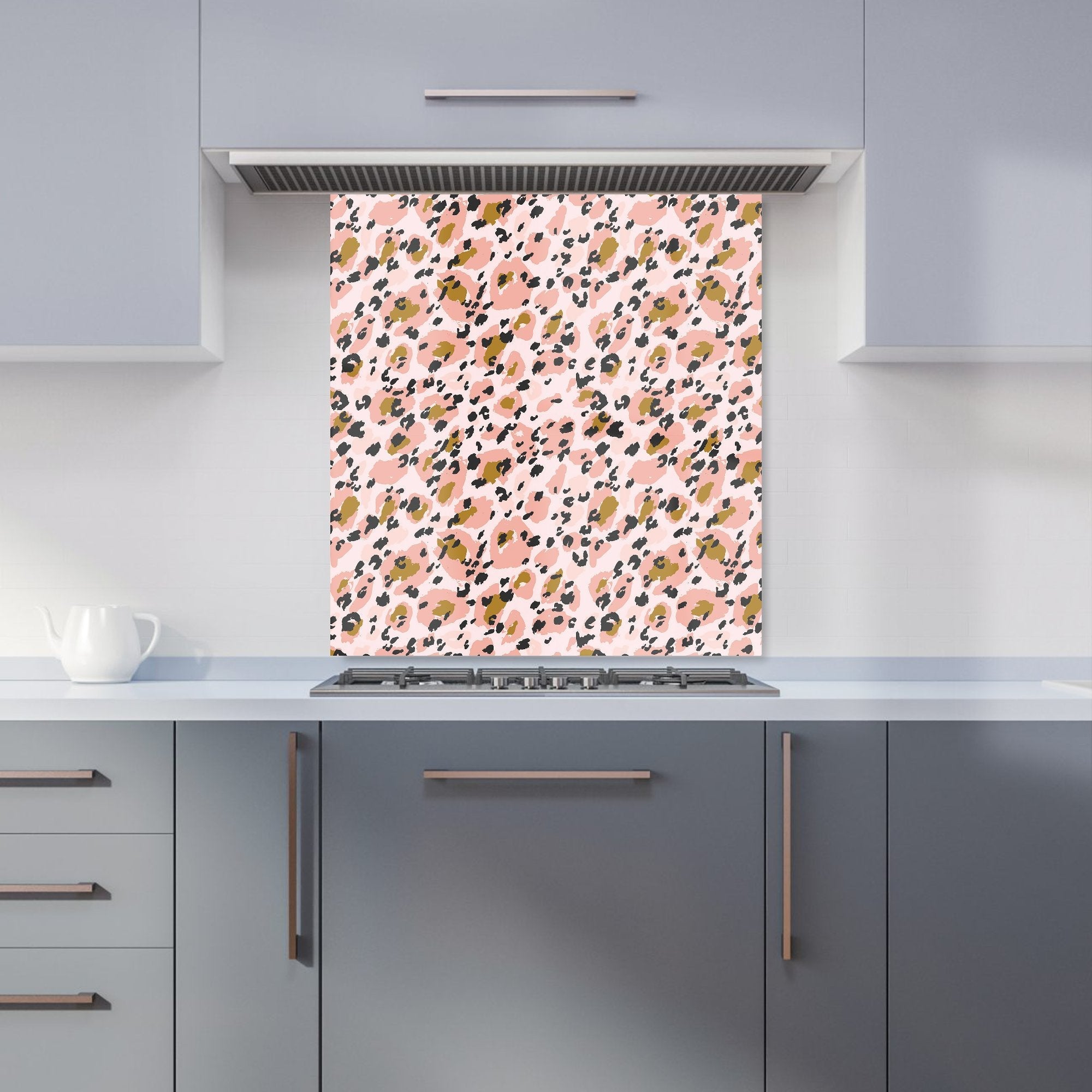 Hand Drawn Pink Leopard Print Kitchen Splashback
