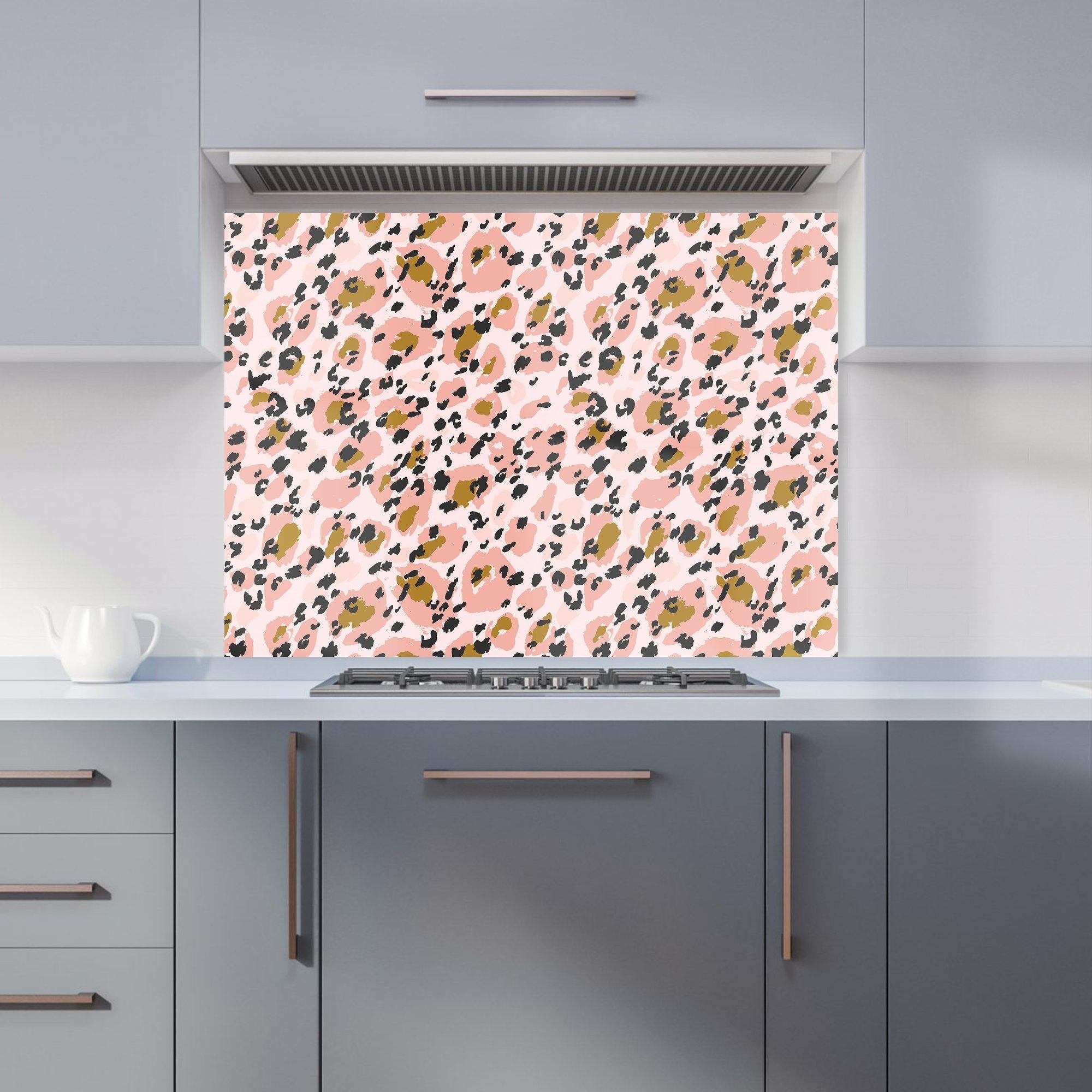 Hand Drawn Pink Leopard Print Kitchen Splashback