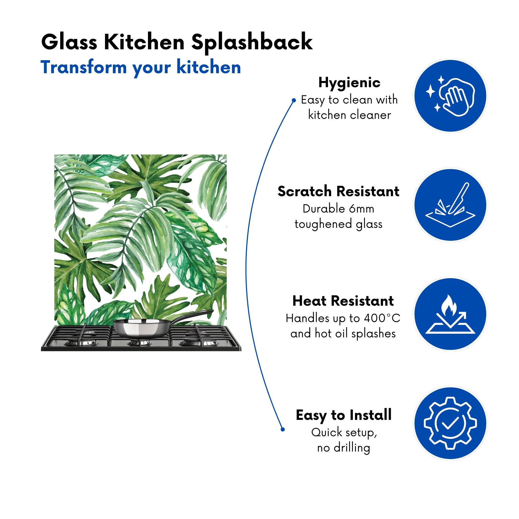 Exotic Rainforest Leaves Kitchen Splashback