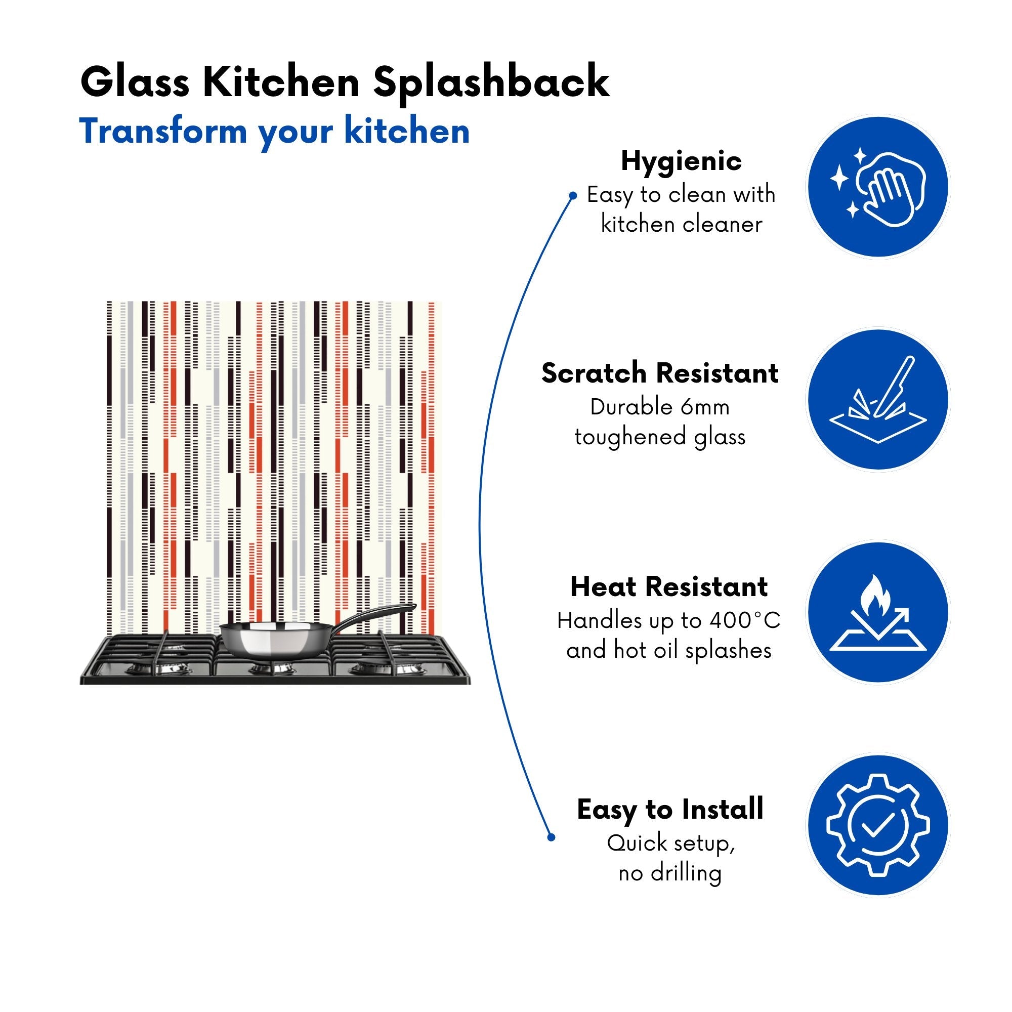 Dashed Stroke Pattern Kitchen Splashback