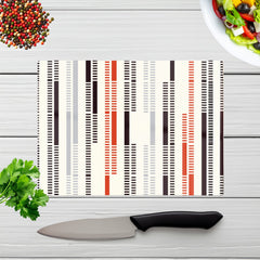 Dashed Stroke Pattern Glass Chopping Board
