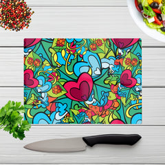 Hippie Psychedelic Pattern Glass Chopping Board