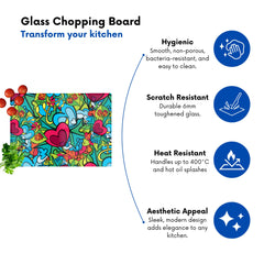Hippie Psychedelic Pattern Glass Chopping Board