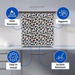 Coloured Leopard Print Kitchen Splashback