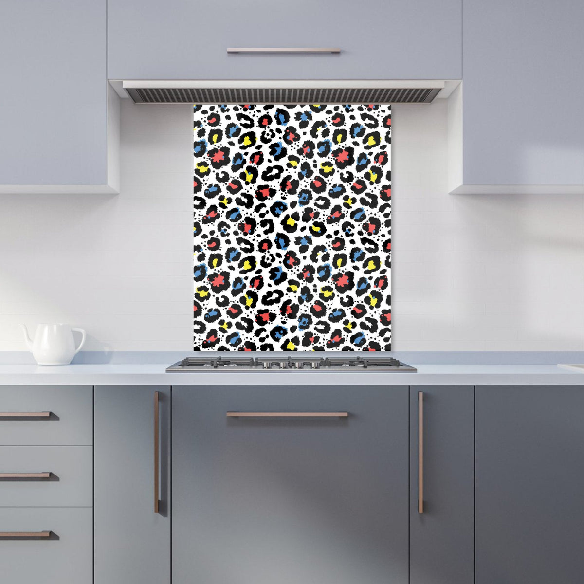 Coloured Leopard Print Kitchen Splashback