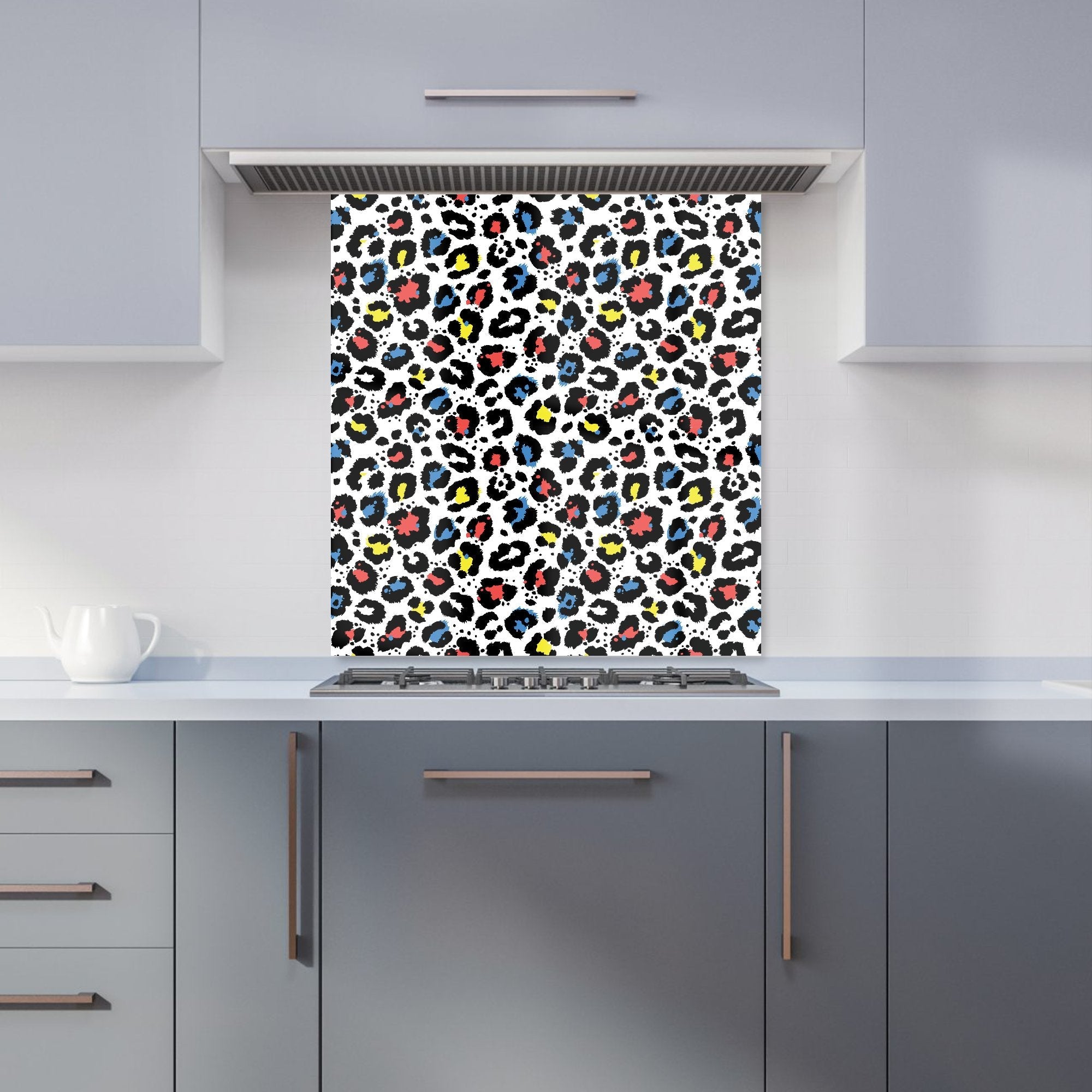 Coloured Leopard Print Kitchen Splashback