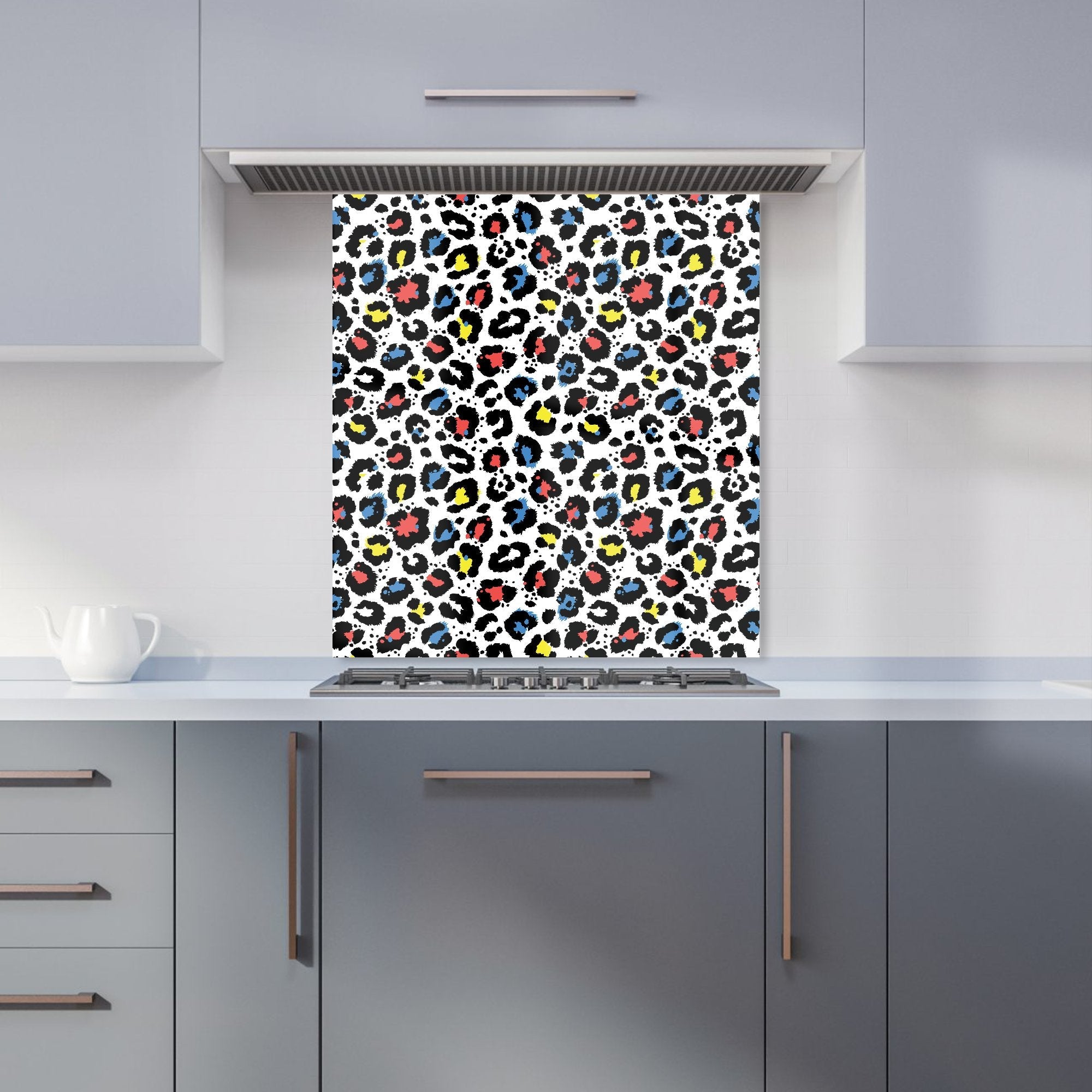 Coloured Leopard Print Kitchen Splashback