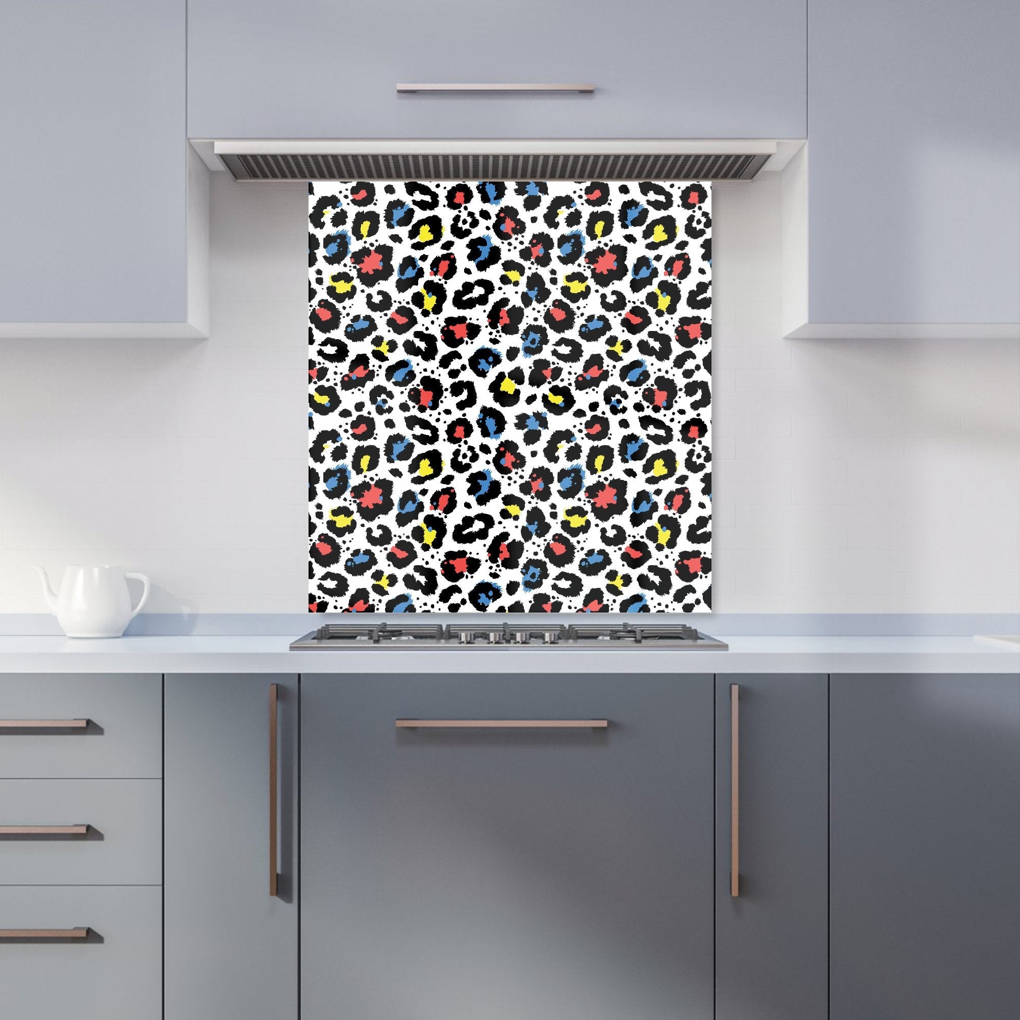 Coloured Leopard Print Kitchen Splashback